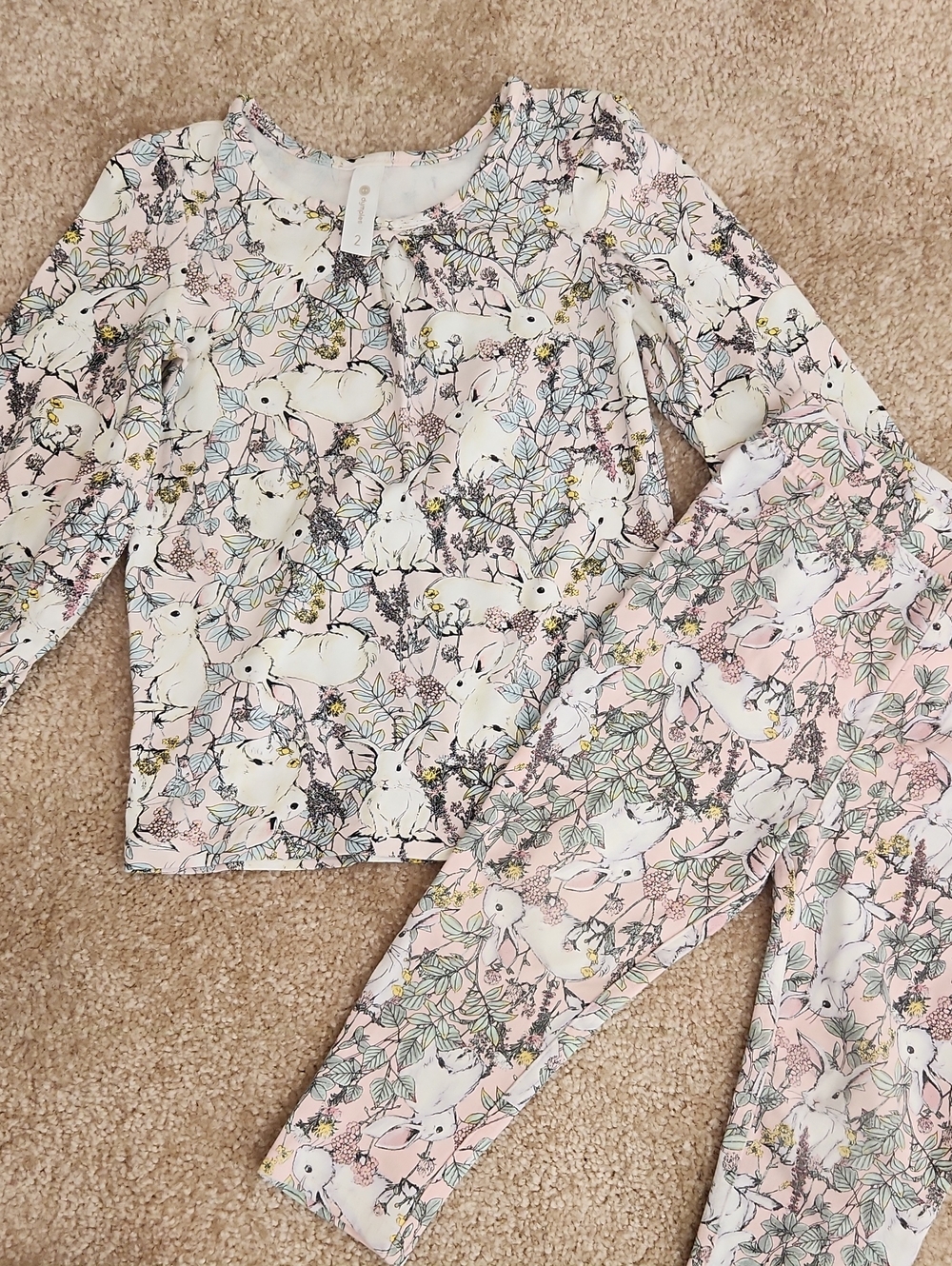 Dymples Girl Pink Bunny & Floral Long-Sleeve Play Set Size 2